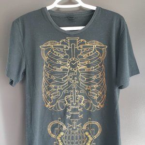 Small Black & Gold Short Sleeve Skeleton Design T-shirt